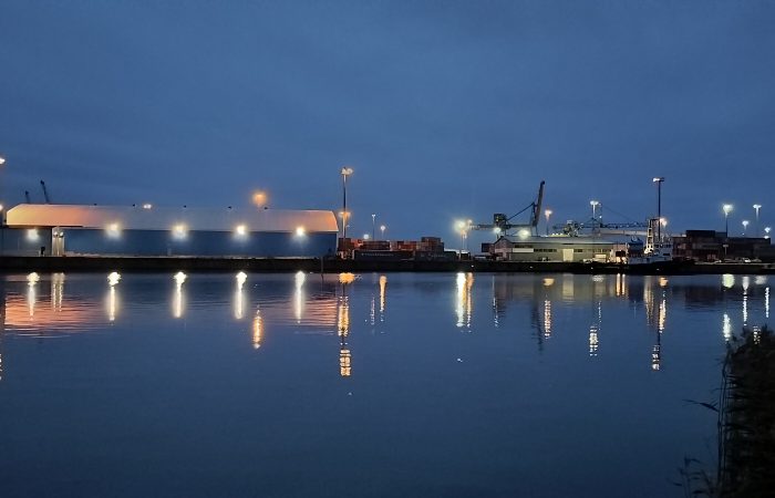 Picture of a port at dark.