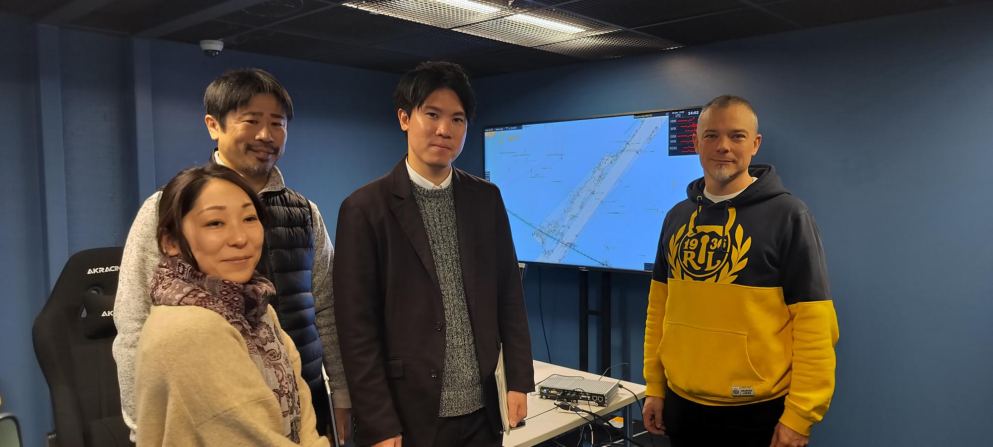 “Koki Matsushima, Shohei Goto, Asami Shimada, and Antti Värre in a maritime classroom.
