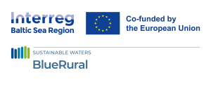 Co-funded by the European unioin. Blue Rural. Logo.