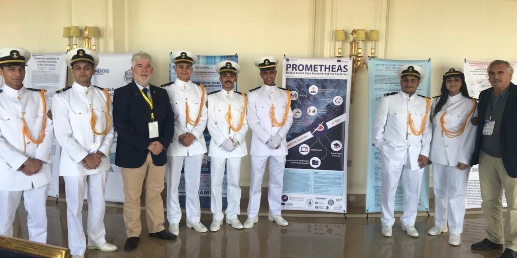 A group of seafarers pose at the conference.